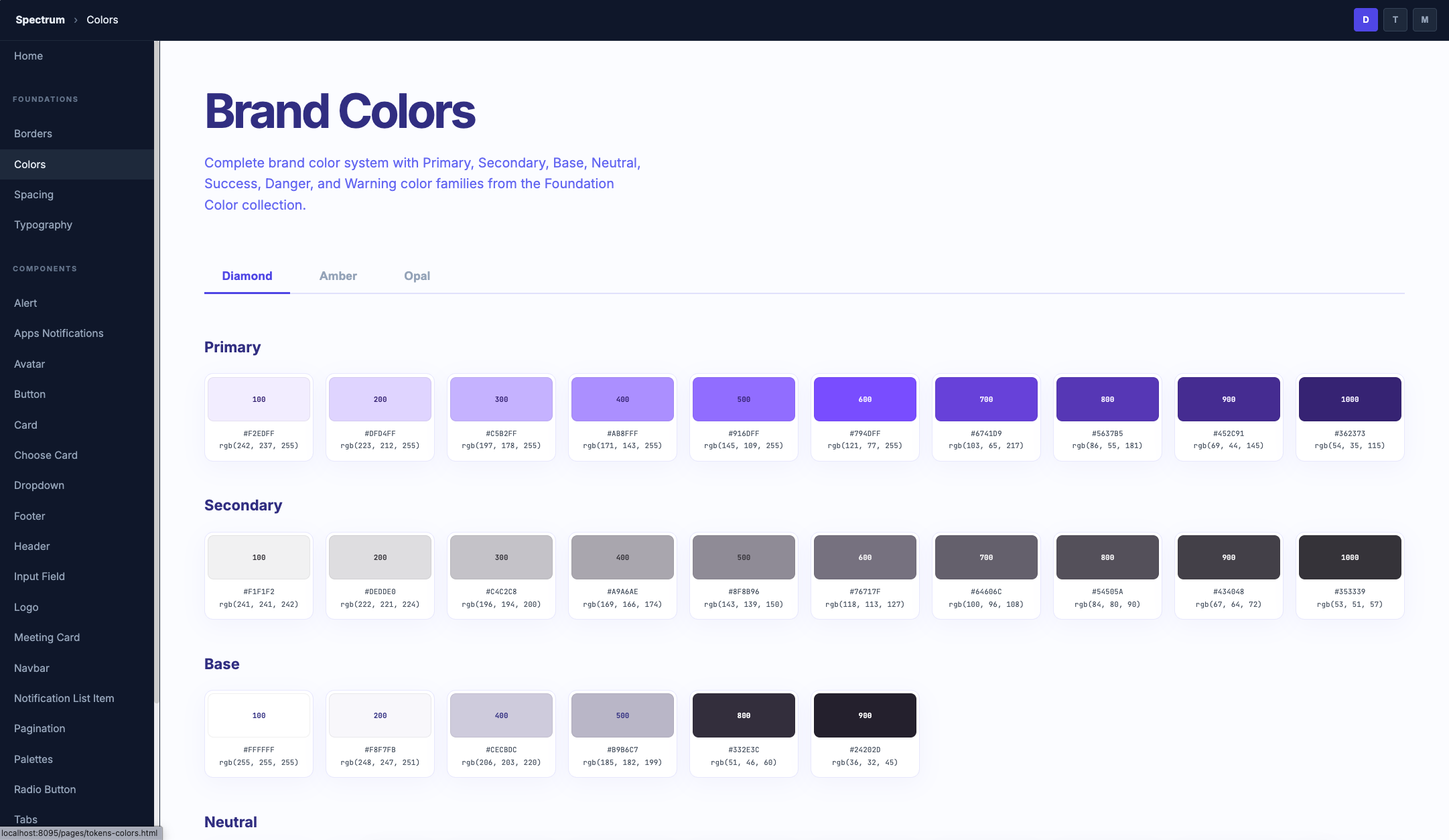 A screenshot of the design system documentation guide.