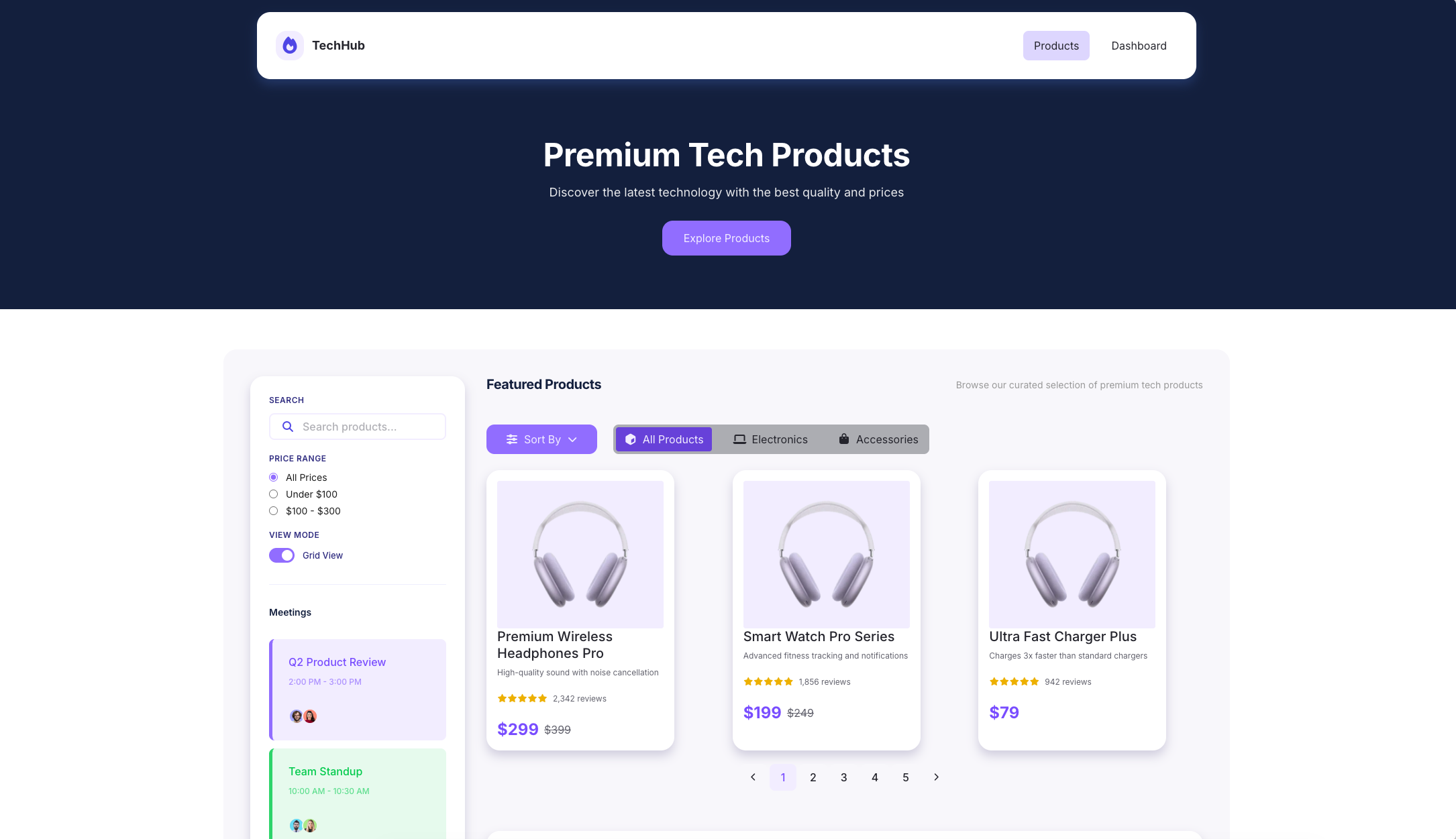 A screenshot of the landing page prototype.