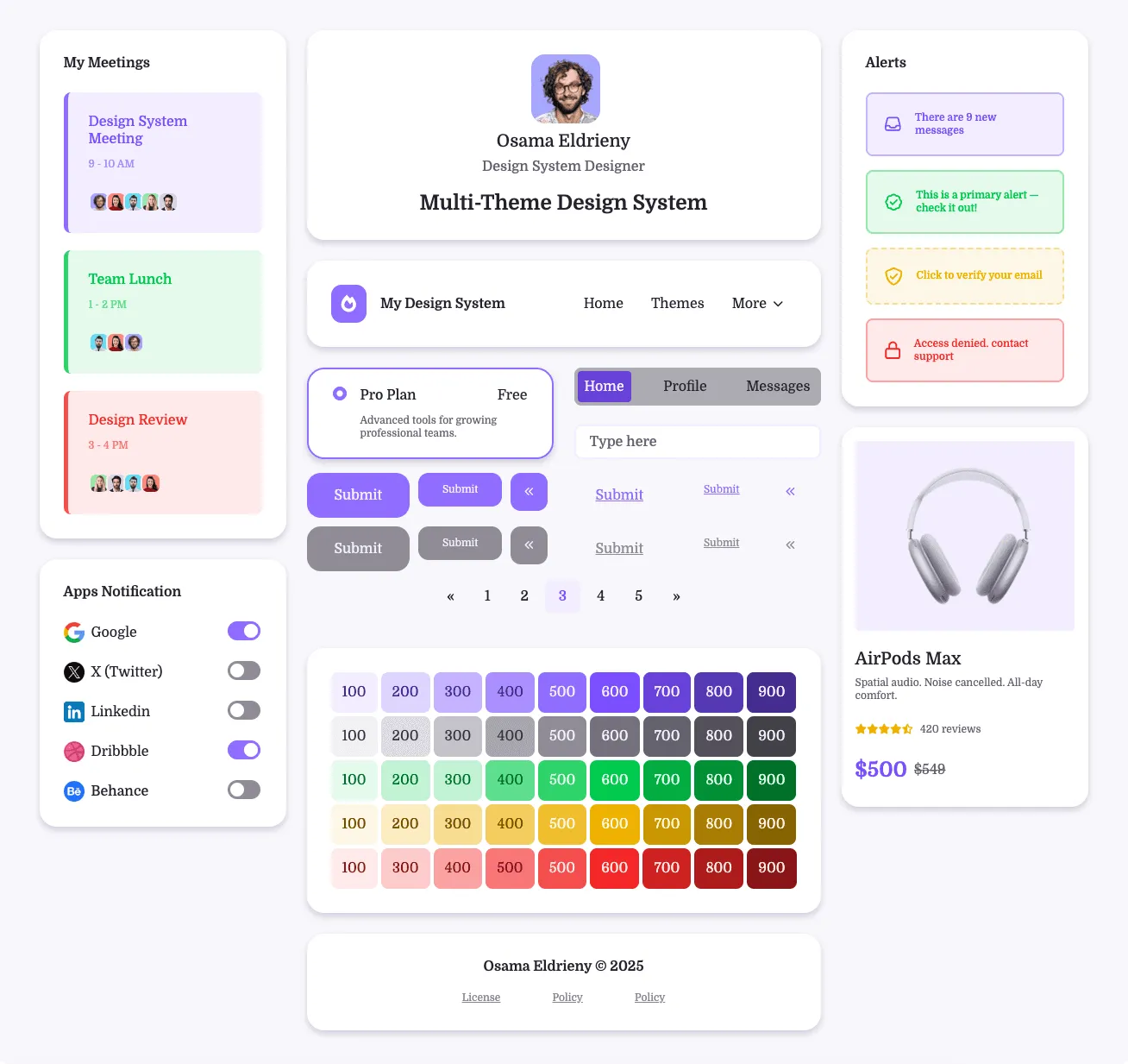 Multi-Theme Design System dashboard preview
